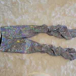 Iridescent-Sequin Ruched Pants